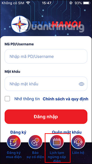 Lịch tra cứu cắt điện