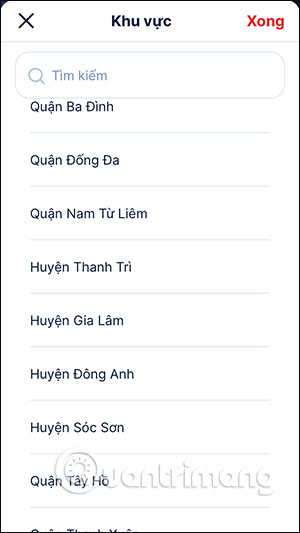 Chọn địa điểm