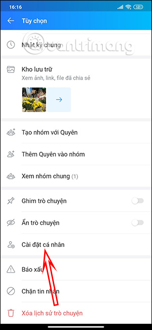 Cài đặt cá nhân