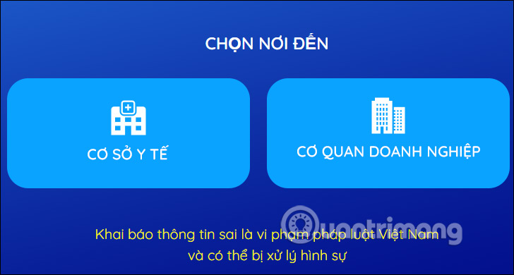 Chọn nơi đến 