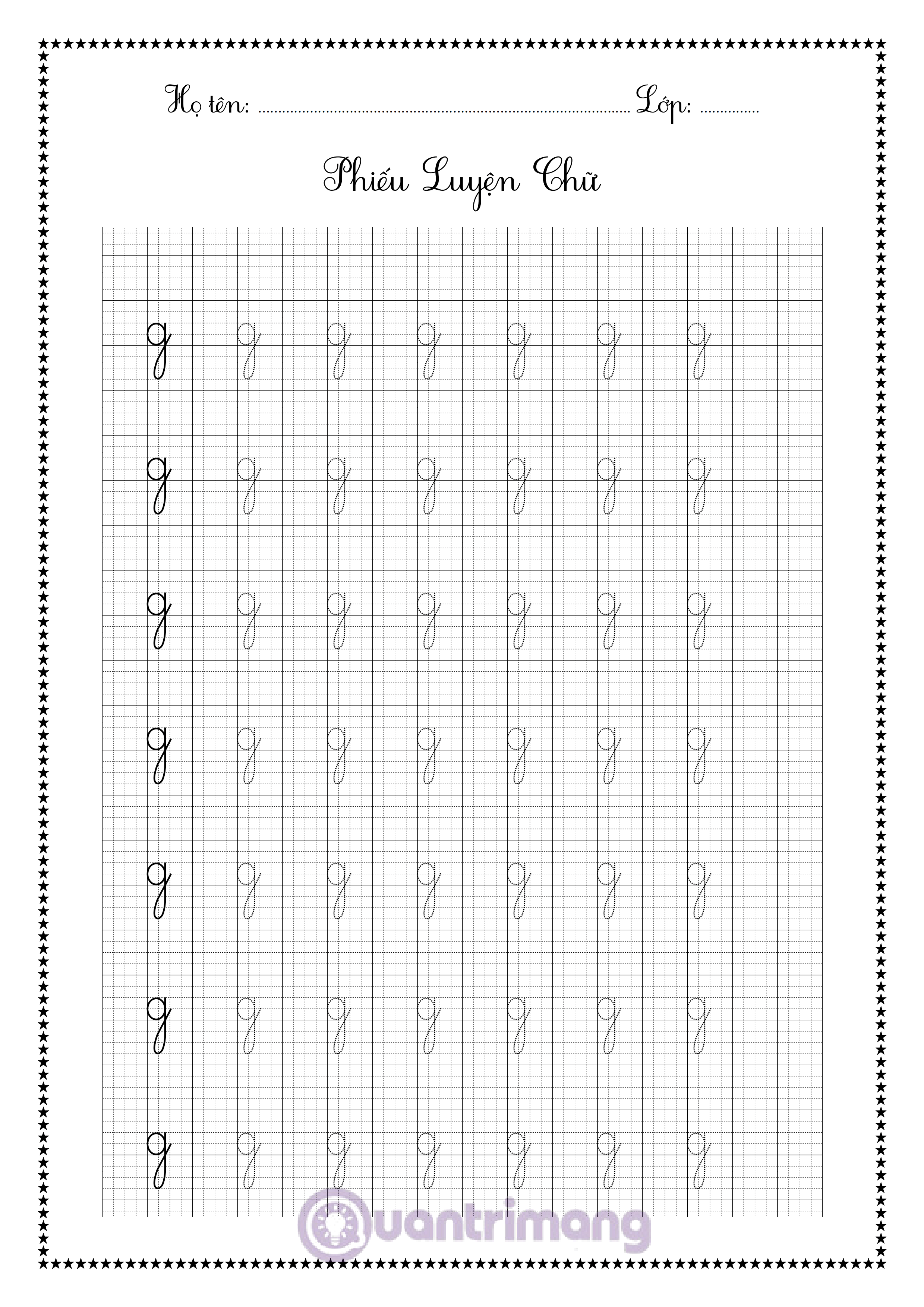 Mẫu tập tô chữ g