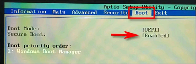 Bật Secure Boot