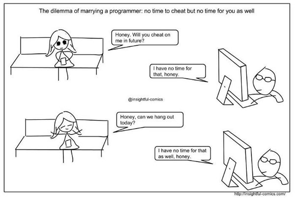 Tình huống mà bất kỳ cô gái nào cũng có thể phải đối mặt khi kết hôn với một lập trình viên.