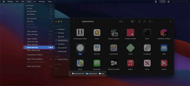Nhấp vào Show Path Bar