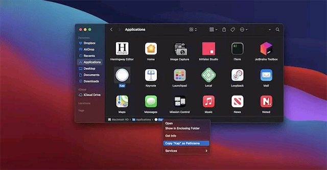 Chọn “Copy … as pathname”
