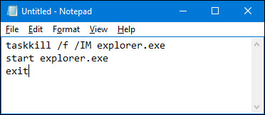 Create a batch file to restart Explorer