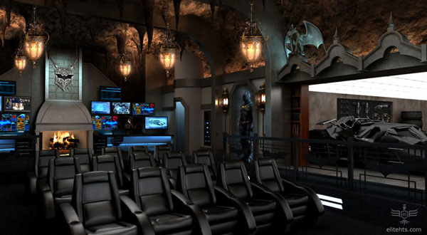 Dark Knight Home Theatre là phòng chiếu phim có giá khoảng 2 triệu USD của công ty Elite HTS (Canada), được lắp đặt trong một ngôi nhà tại Greenwich (Anh). Nội thất trong căn phòng đều được thiết kế theo chủ đề về nhân vật Batman như ghế ngồi có thiết kế giống xe Batmobile, trạm điều khiển Batcomputer và dàn đèn hình dơi... Ảnh: Elite HTS.