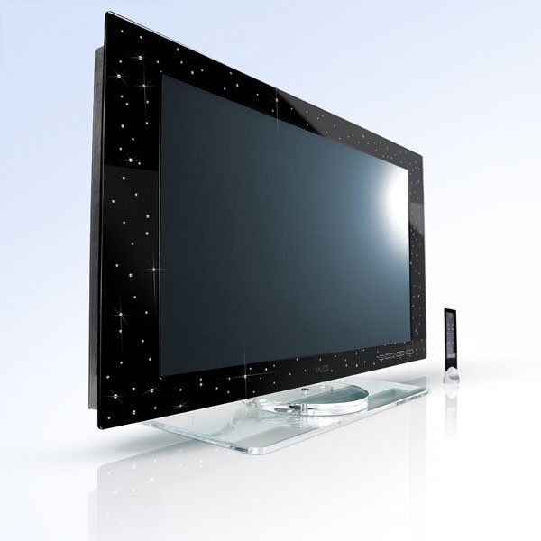 Yalos Diamond TV là chiếc TV 46 inch, độ phân giải HD của TV được mạ vàng trắng, đính 160 viên kim cương. Giá của nó là 140.000 USD, đắt nhất thế giới khi ra mắt năm 2006. Ảnh: Keymat Technologies.