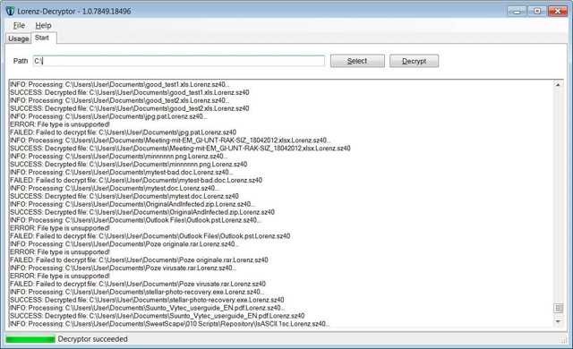 Trình giải mã ransomware Lorenz.