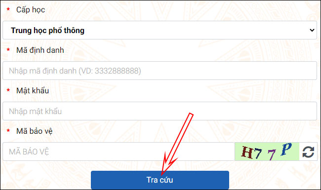 Nhập mã học sinh