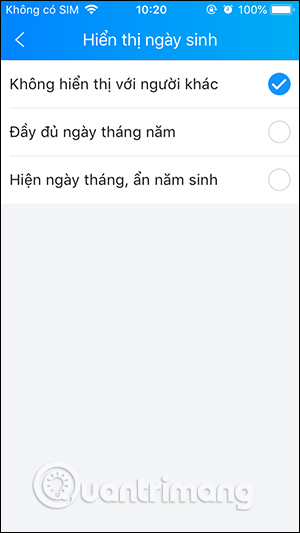 Tắt thông báo sinh nhật