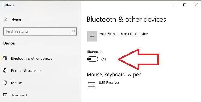 Xem tùy chọn Bluetooth đã được bật chưa