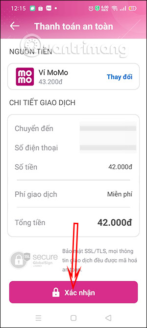 Xác nhận chuyển tiền