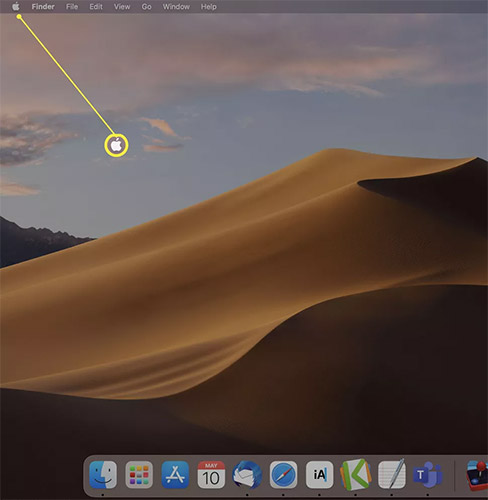 Nhấp vào biểu tượng Apple