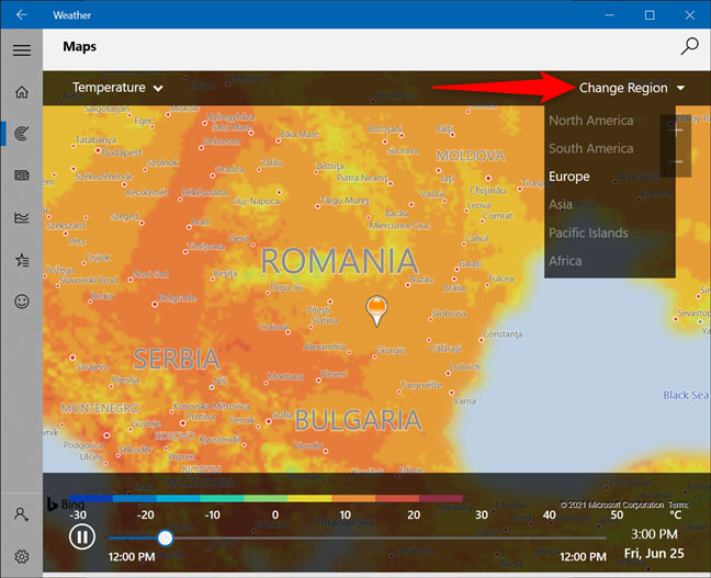Check weather map for other region
