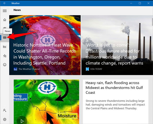 Get the latest weather news inside the app