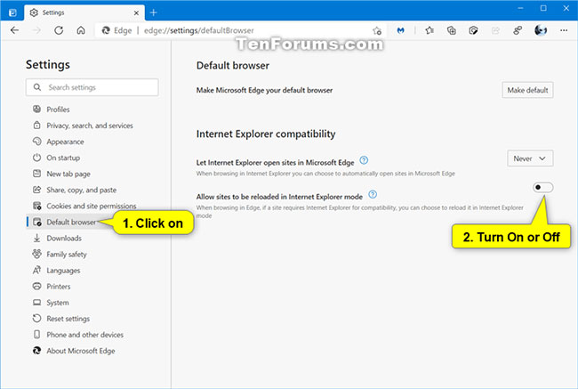 Cách bật/tắt load lại ở Internet Explorer mode trong Microsoft Edge Chromium