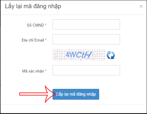 Cấp lại mã đăng nhập