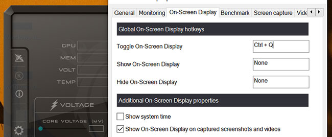 Nhập tổ hợp phím vào trường Toggle On-Screen Display