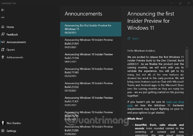 Cách báo lỗi Windows 11, gợi ý tính năng Win 11 cho người dùng Insider Preview mới nhất 8