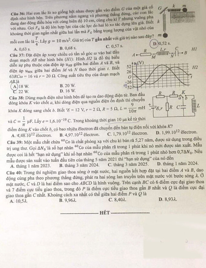 Đề thi THPT 2021 Lý