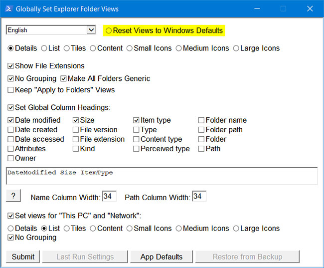 Cách đặt chế độ xem mặc định cho tất cả thư mục trong Windows 10