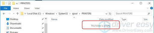 Xóa tất cả các file trong thư mục PRINTERS