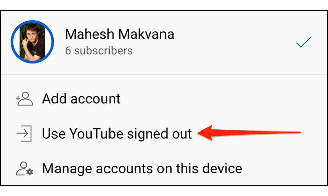 Nhấn vào “Use YouTube Signed Out”