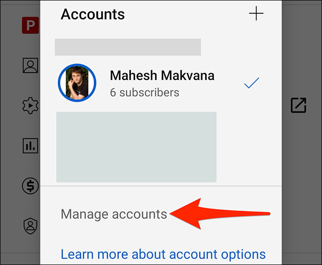 Select “Manage Accounts”"