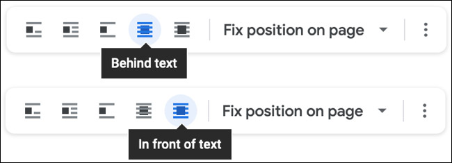  Các tùy chọn Behind Text và In Front of Text 