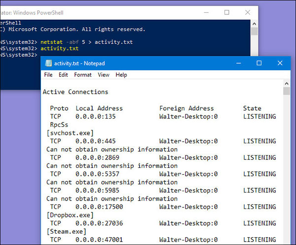 Nhập “activity.txt” rồi nhấn Enter