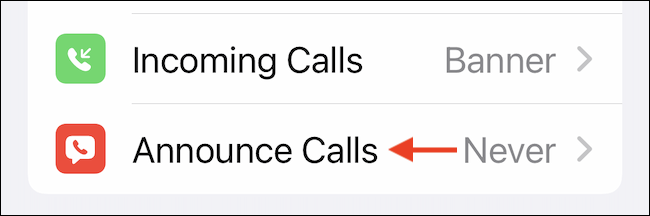 Click "Announce Calls” 