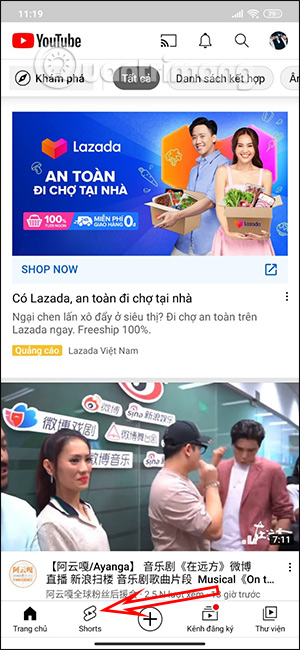 Truy cập mục video ngắn
