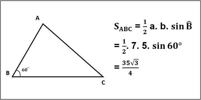 Tính diện tích tam giác khi biết một góc 