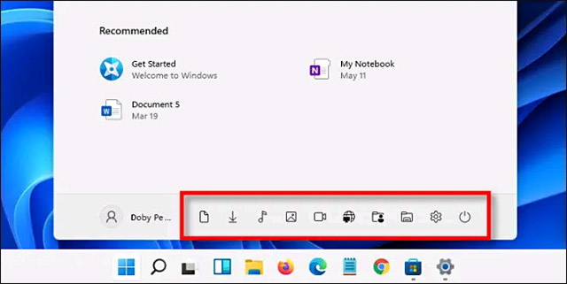 Shortcut trong Menu Start trên Windows 11