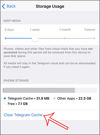Chọn Clear Telegram Cache