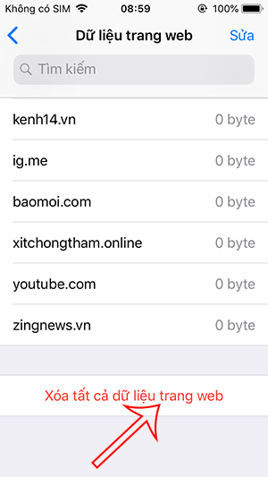 Xóa tất cả dữ liệu