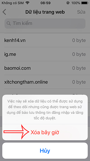 Xóa bây giờ