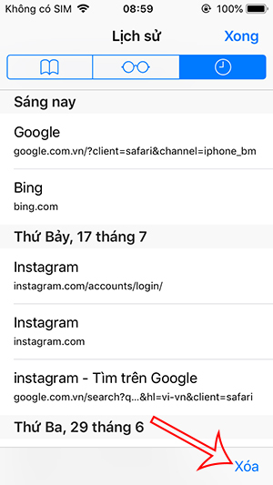 Xóa lịch sử duyệt web
