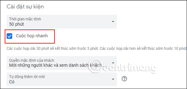 Chỉnh cuộc họp nhanh