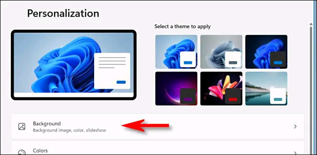 Nhấp vào “Background”