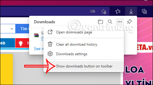 Bật nút tải trên thanh công cụ