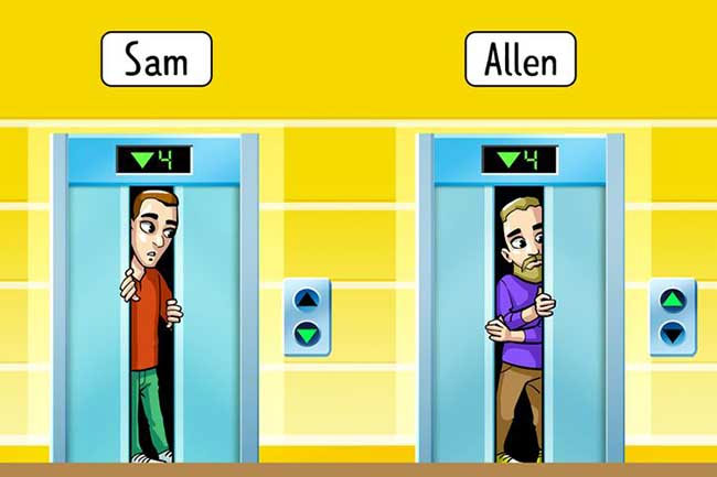 Sam muốn xuống tầng 1, Allen muốn lên tầng 8. Ai là người không thông minh?