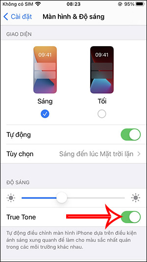 Tắt chế độ True Tone