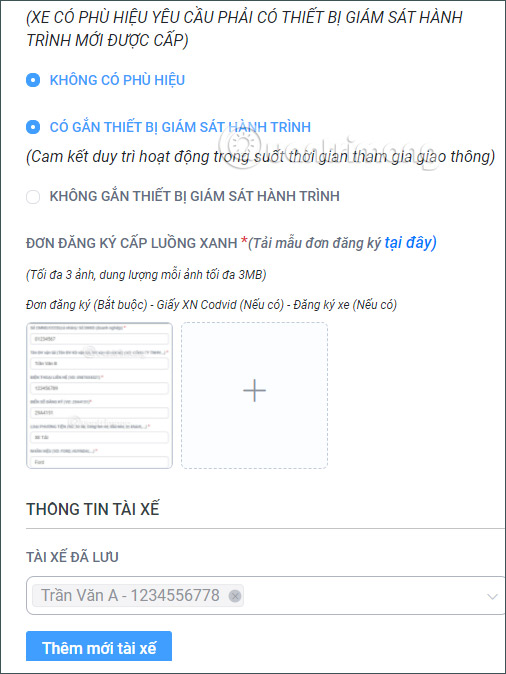 nhap thong tin tai xe