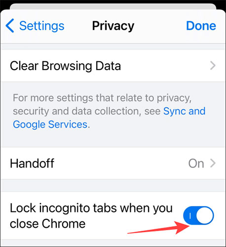 Cách khóa tab ẩn danh bằng Face ID trong Chrome dành cho iPhone
