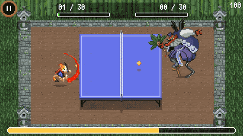 Trong mini game bóng bàn, Lucky đối đầu với nhà vô địch huyền thoại Tengu.
