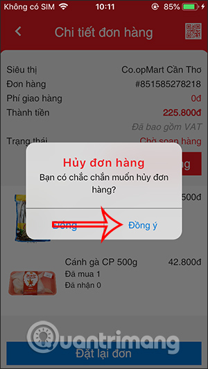Đồng ý hủy