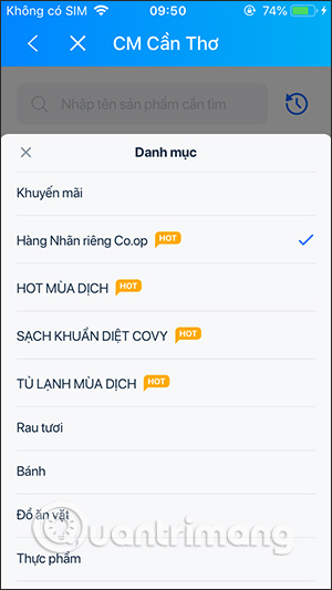 Mở danh mục