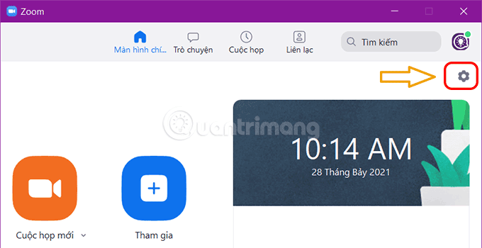 Vào Cài đặt trên Zoom